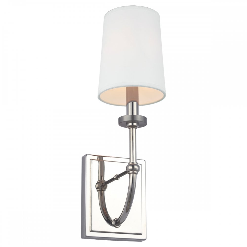 QN-FELIXSTOWE1 Felixstowe 1 Light Bathroom Wall Light Polished Chrome, White Parchment Shade
