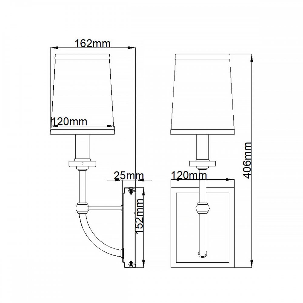 QN-FELIXSTOWE1 Felixstowe 1 Light Bathroom Wall Light Polished Chrome, White Parchment Shade