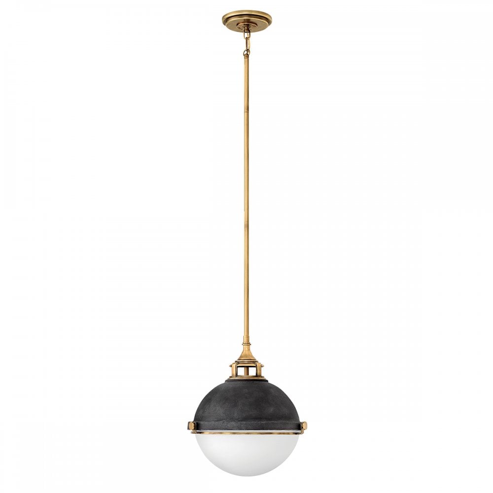 QN-FLETCHER-P-M-AZ Fletcher 2 Light Pendant Aged Zinc & Heritage Brass