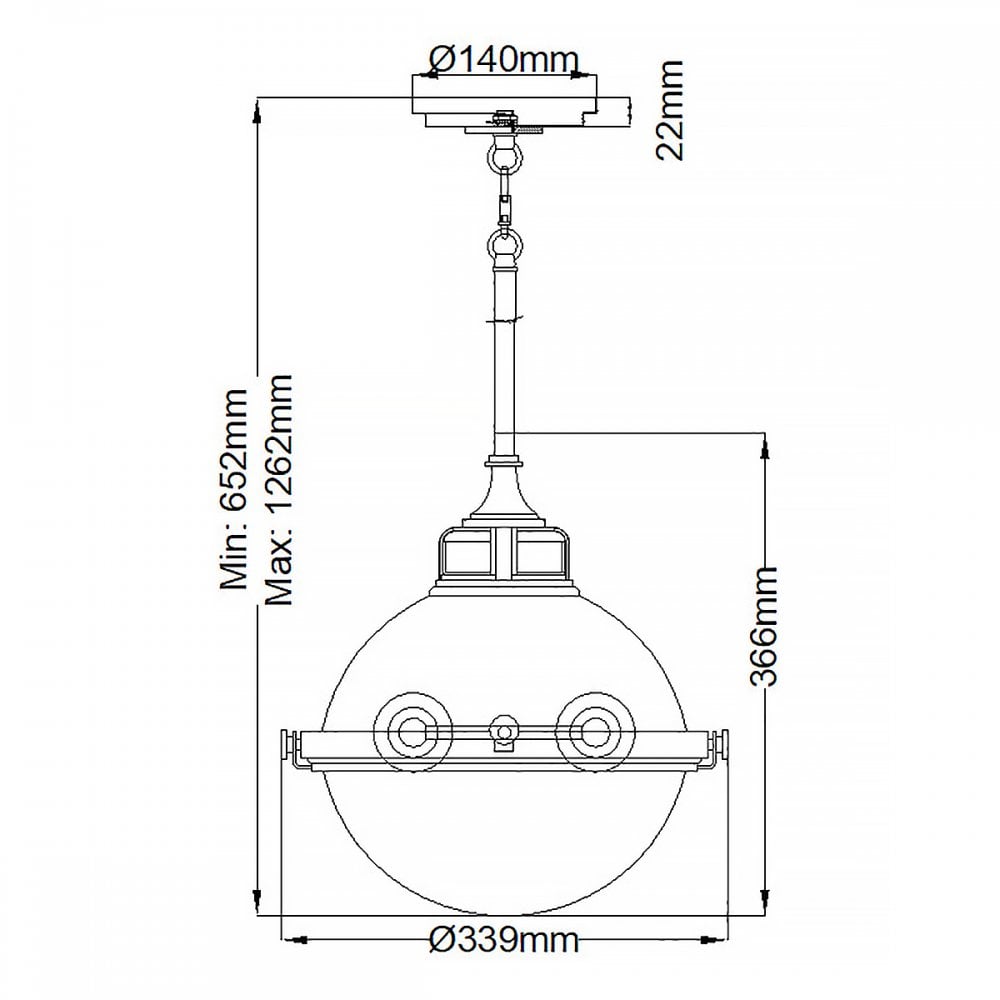 QN-FLETCHER-P-M-AZ Fletcher 2 Light Pendant Aged Zinc & Heritage Brass