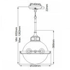 QN-FLETCHER-P-M-AZ Fletcher 2 Light Pendant Aged Zinc & Heritage Brass