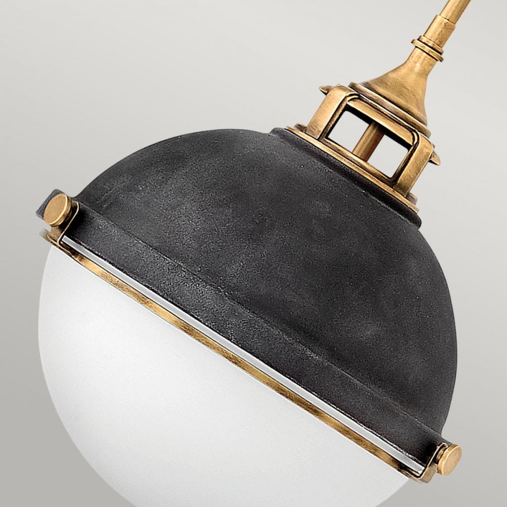QN-FLETCHER-P-M-AZ Fletcher 2 Light Pendant Aged Zinc & Heritage Brass