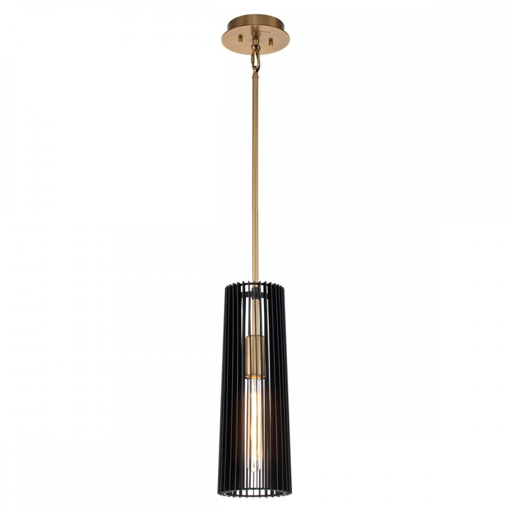 QN-LINARA-P-BK Linara 1 Light Pendant Black & Natural Brass