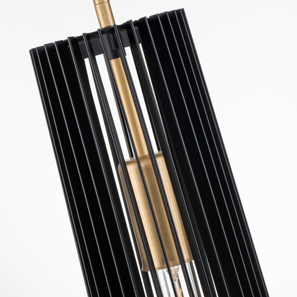 QN-LINARA-P-BK Linara 1 Light Pendant Black & Natural Brass