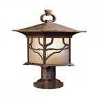 QN-MORRIS3 Morris 1 Light Outdoor Pedestal Lantern Distressed Copper