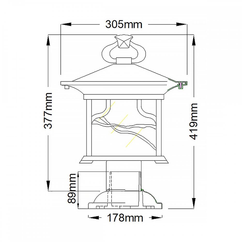 QN-MORRIS3 Morris 1 Light Outdoor Pedestal Lantern Distressed Copper