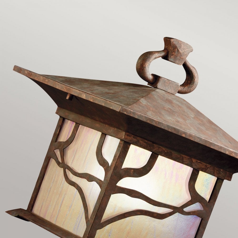 QN-MORRIS3 Morris 1 Light Outdoor Pedestal Lantern Distressed Copper