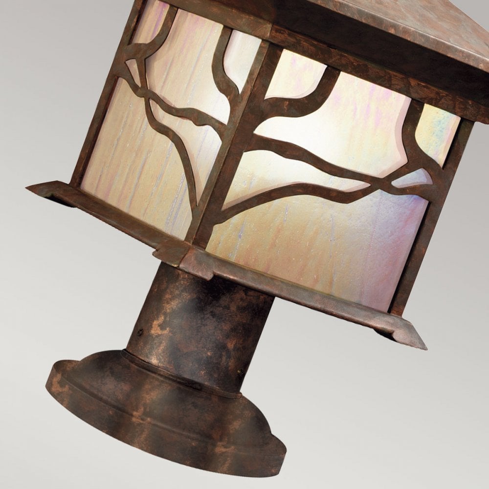 QN-MORRIS3 Morris 1 Light Outdoor Pedestal Lantern Distressed Copper