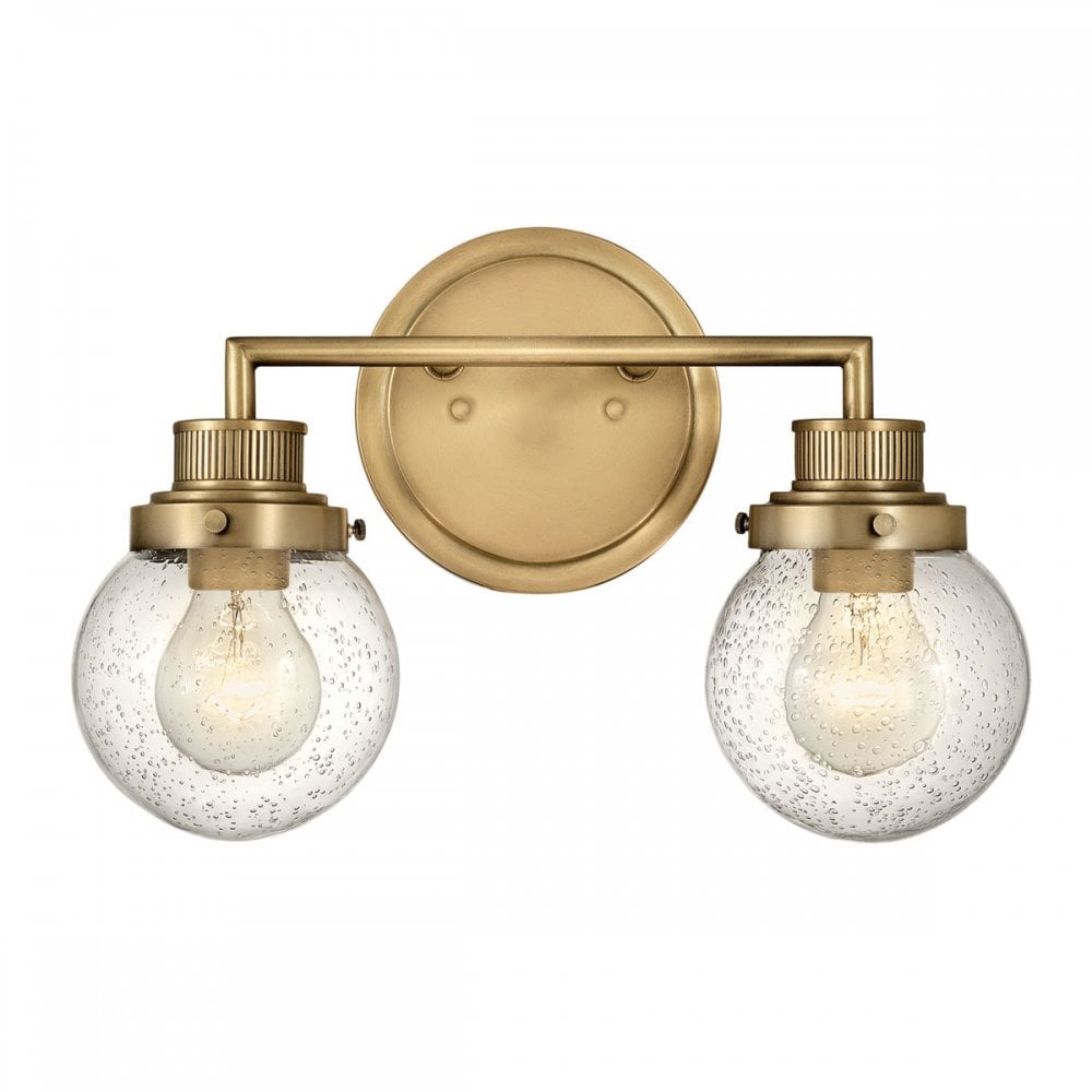 QN-POPPY2-HB-BATH Poppy 2 Light Bathroom Wall Light Heritage Brass