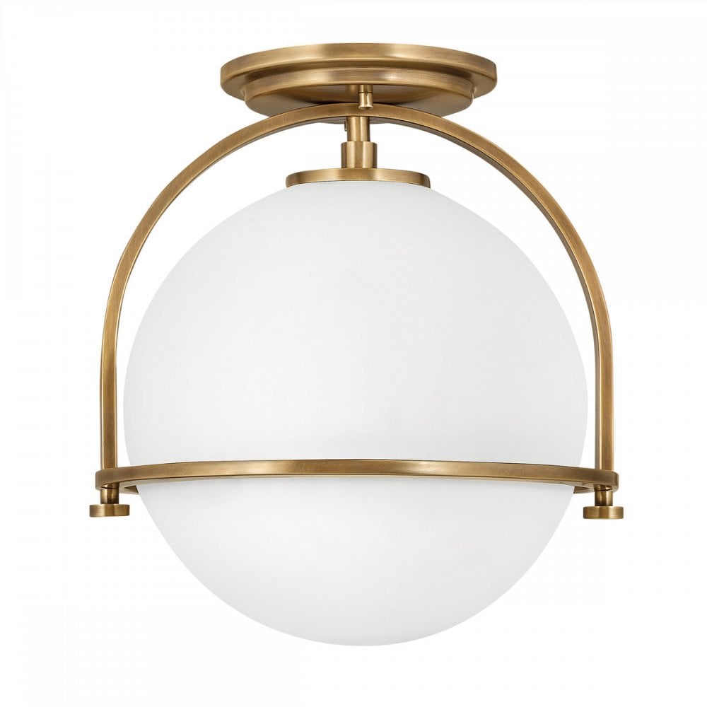 QN-SOMERSET-F-O-HB Somerset 1 Light Ceiling Flush Heritage Brass