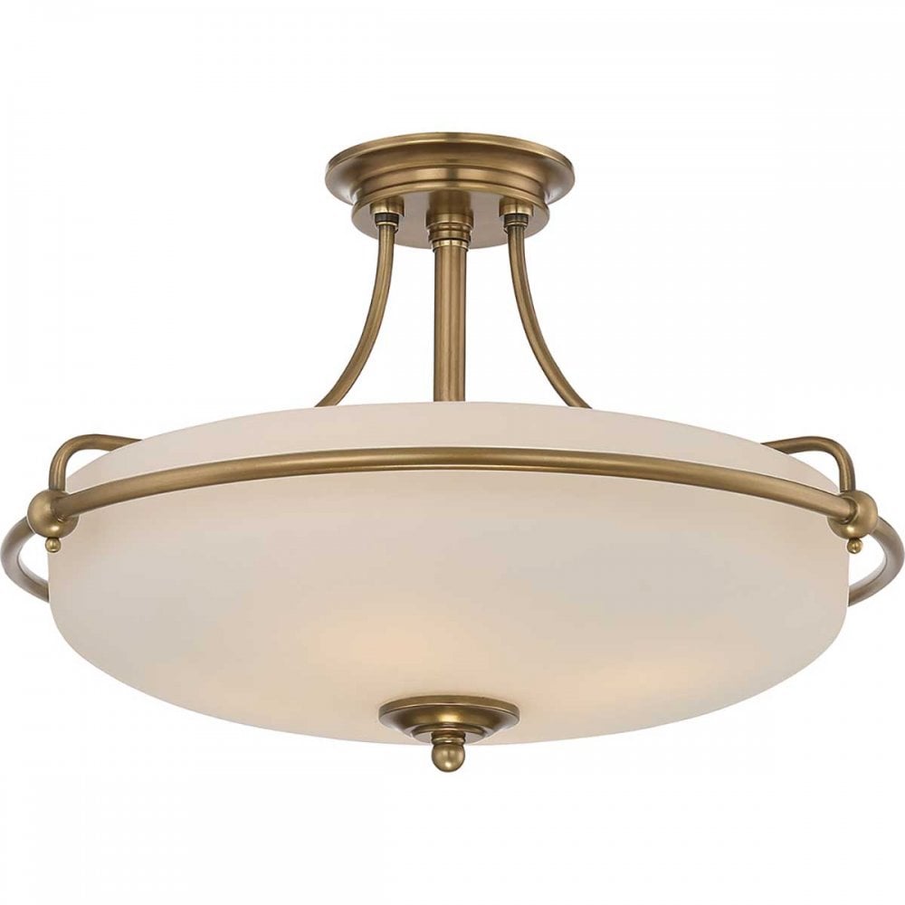QZ-GRIFFIN-SFM-WS Griffin 4 Light Ceiling Semi-Flush Weathered Brass