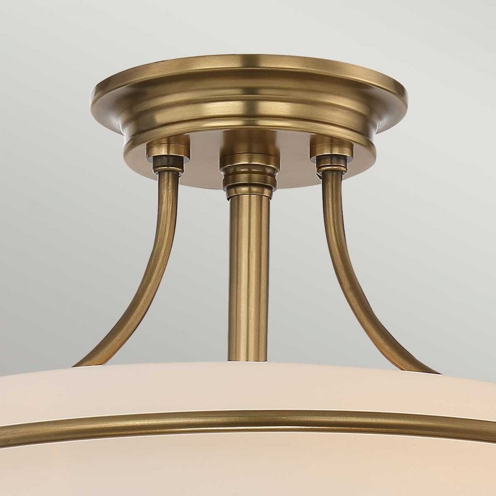 QZ-GRIFFIN-SFS-WS Griffin 3 Light Ceiling Semi-Flush Weathered Brass