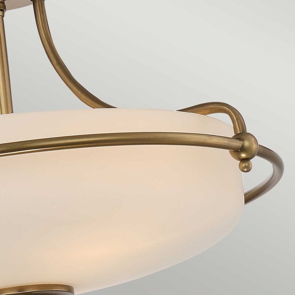 QZ-GRIFFIN-SFS-WS Griffin 3 Light Ceiling Semi-Flush Weathered Brass