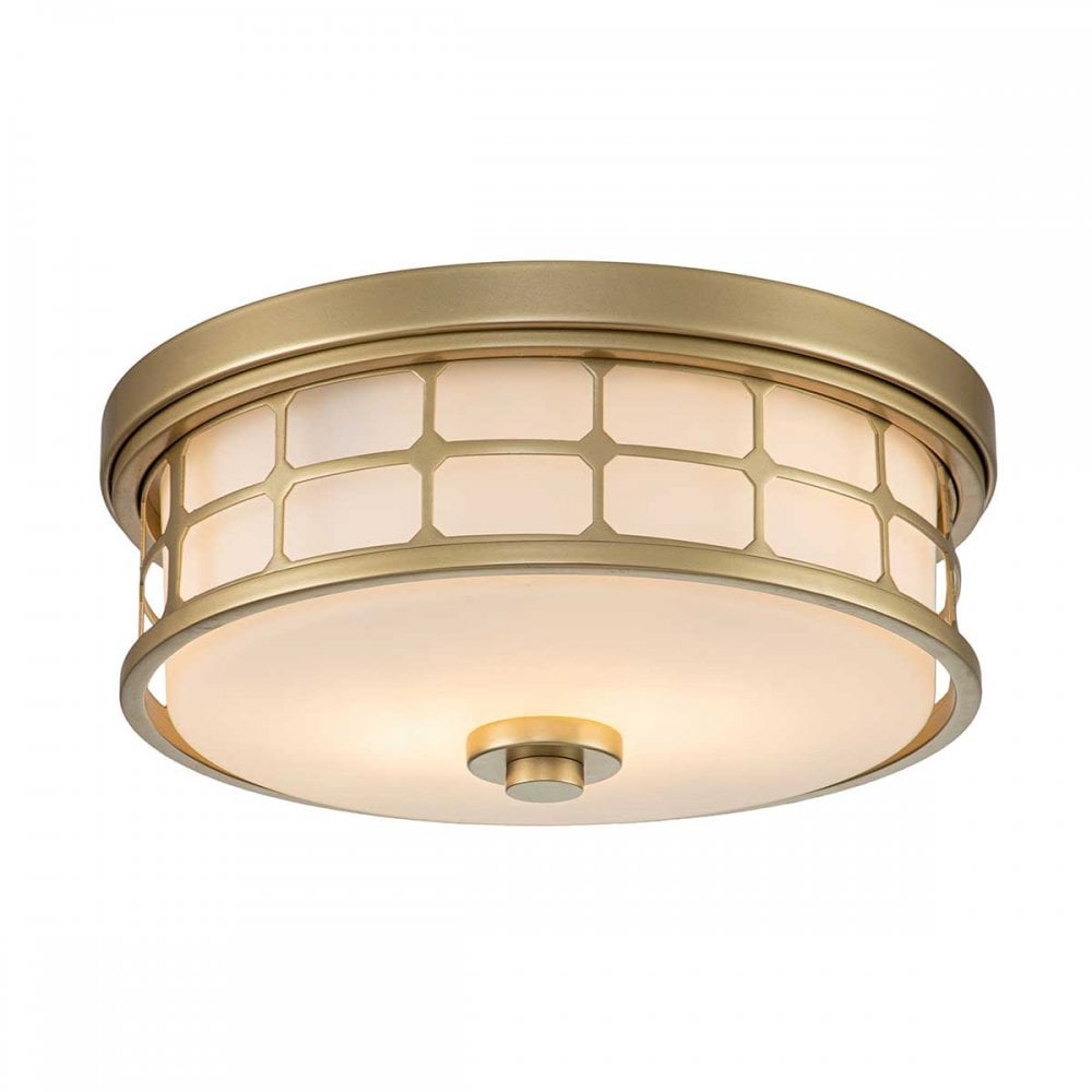 QZ-GUARDIAN-F-PNBR Guardian 2 Light Bathroom Ceiling Flush Painted Natural Brass