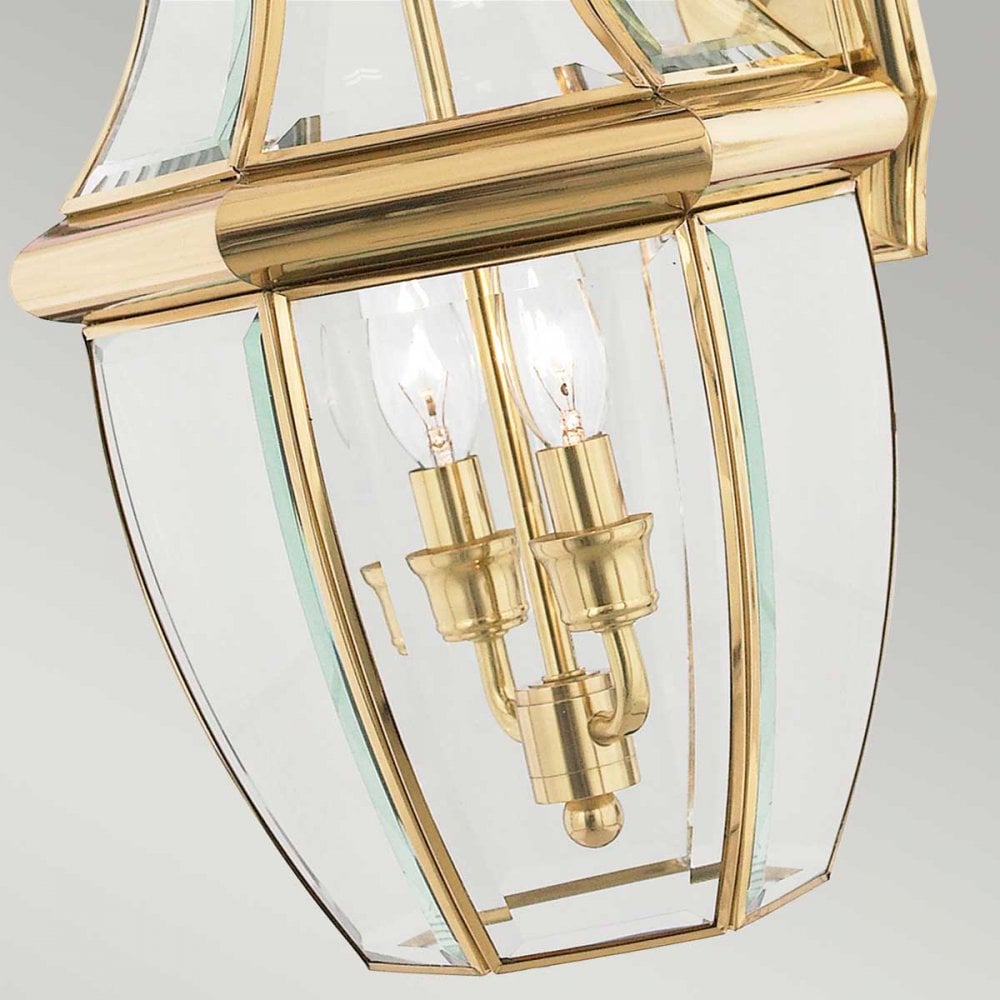 QZ-NEWBURY2-L-PB Newbury 2 Light Outdoor Large Wall Lantern Polished Brass
