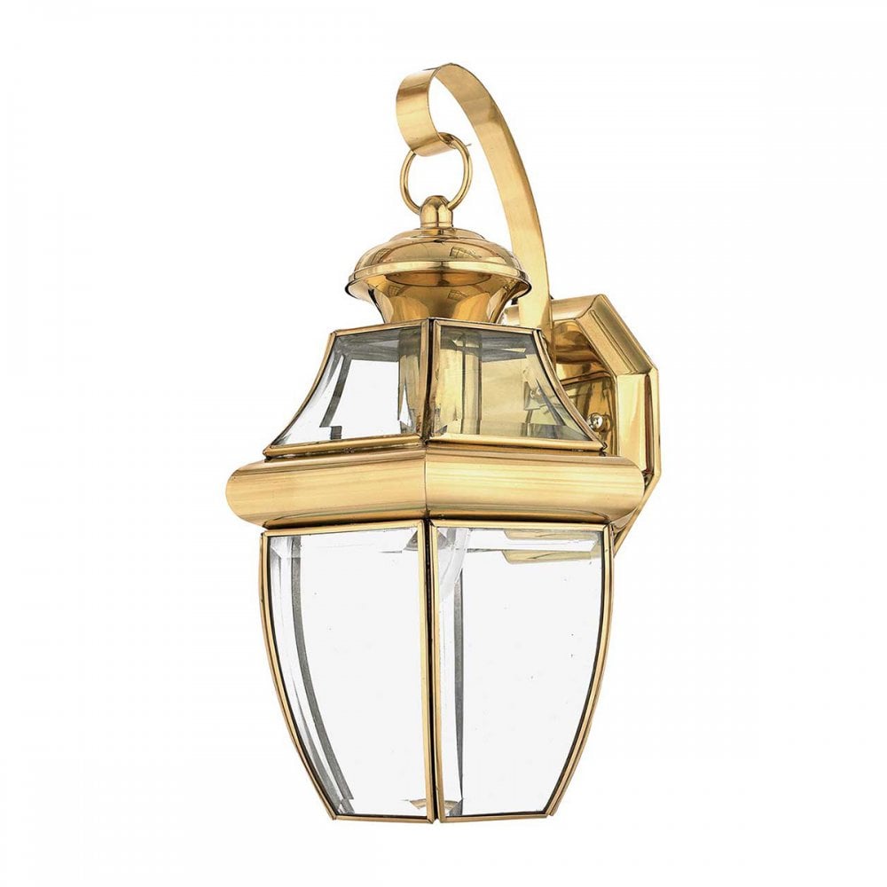 QZ-NEWBURY2-M-PB Newbury 1 Light Outdoor Medium Wall Lantern Polished Brass