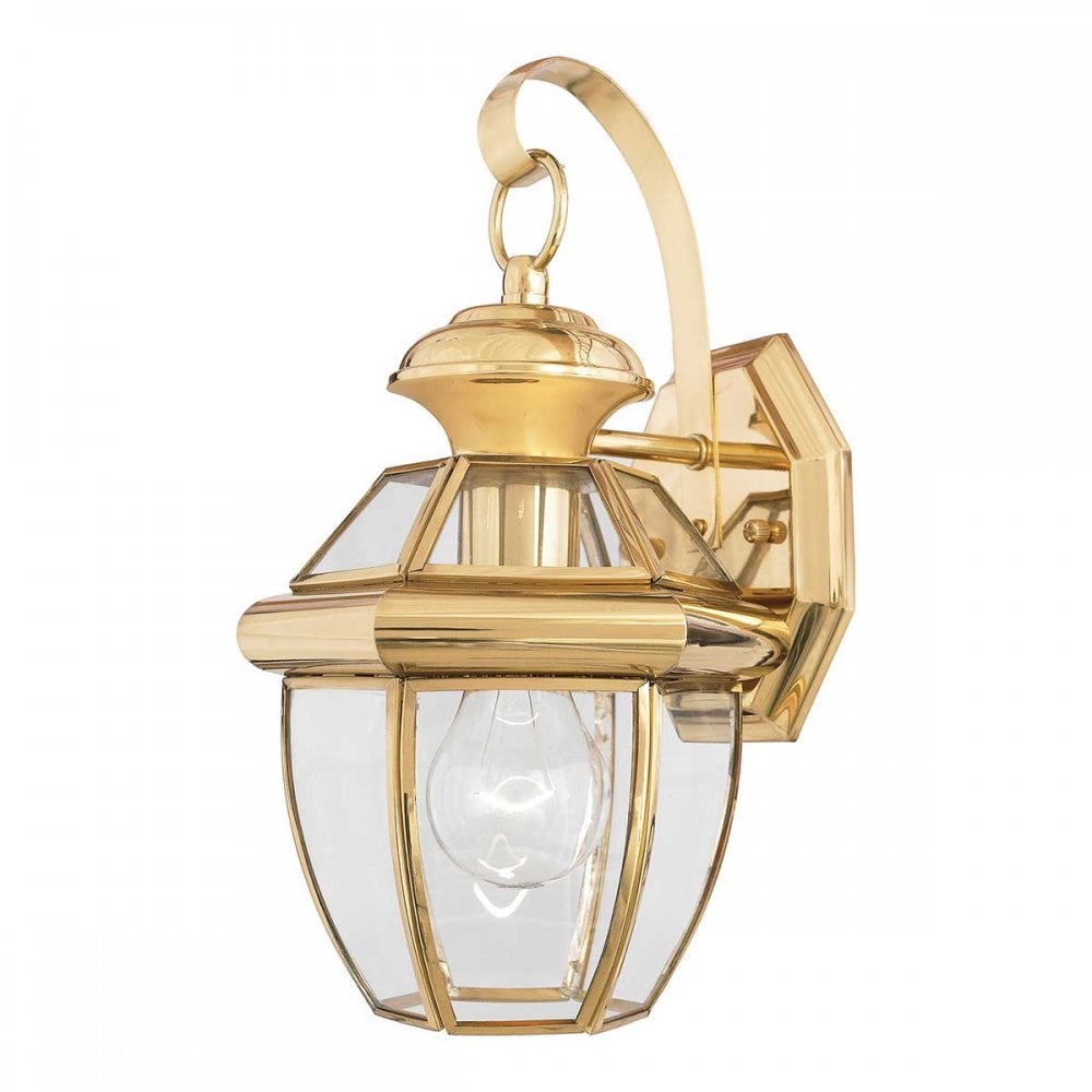QZ-NEWBURY2-S-PB Newbury 1 Light Outdoor Small Wall Lantern Polished Brass