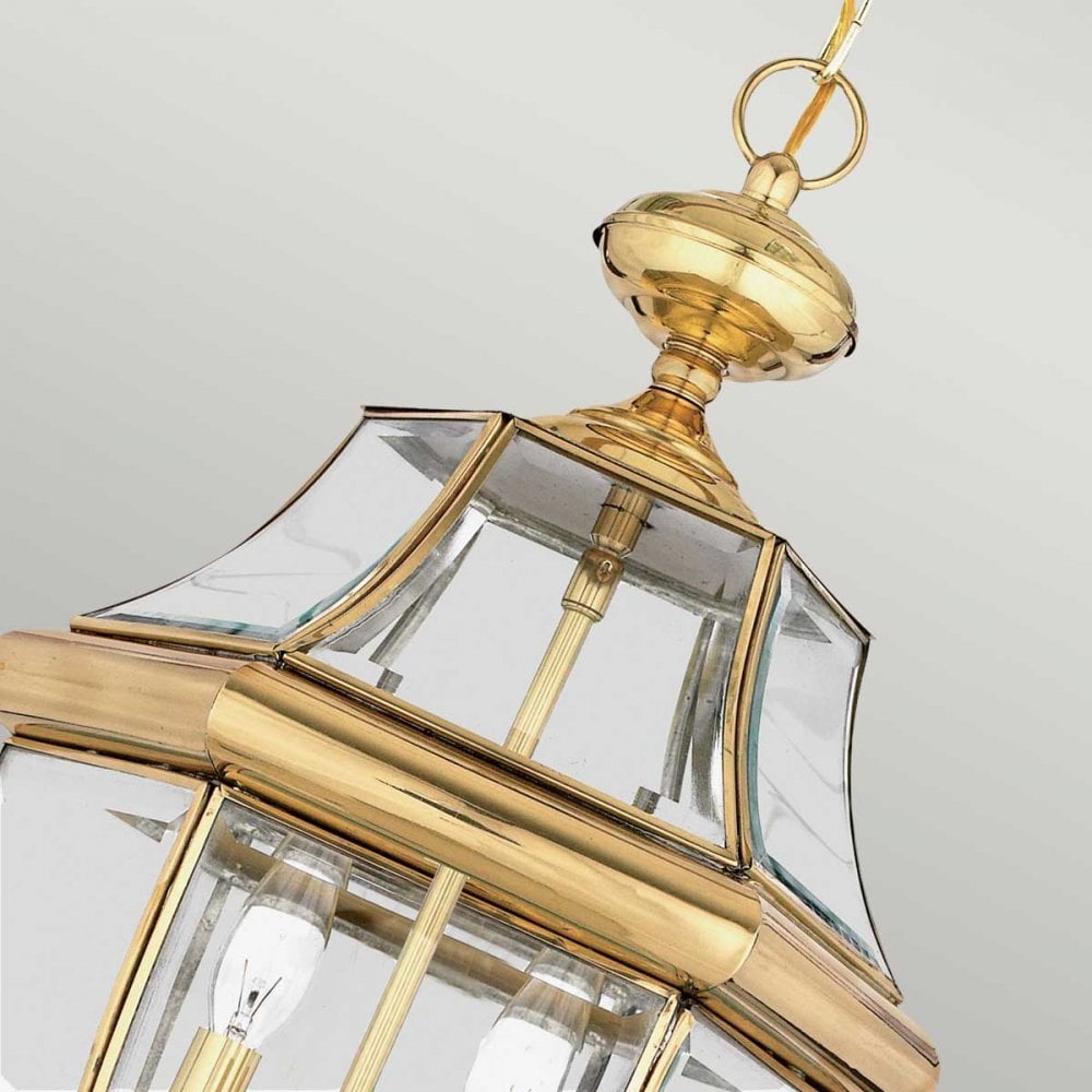 QZ-NEWBURY8-L-PB Newbury 2 Light Outdoor Large Chain Lantern Polished Brass