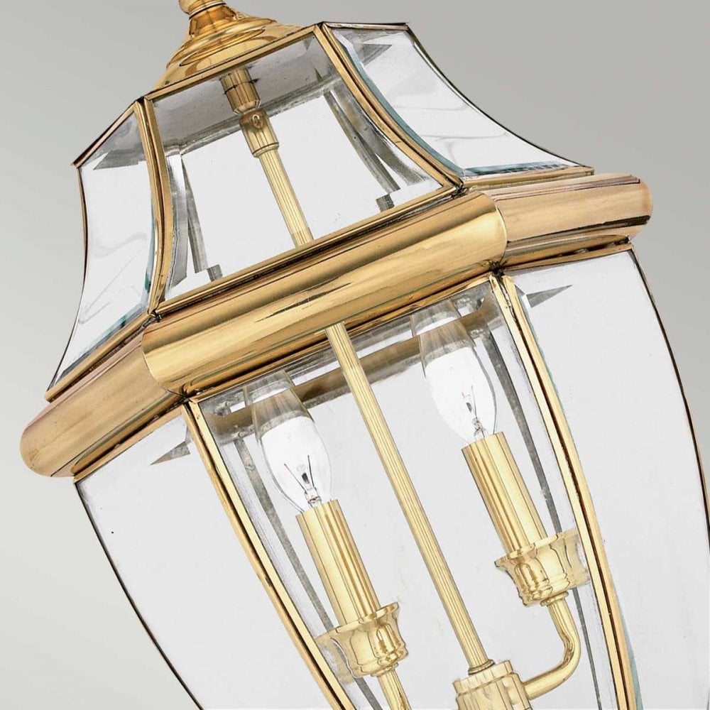 QZ-NEWBURY8-L-PB Newbury 2 Light Outdoor Large Chain Lantern Polished Brass