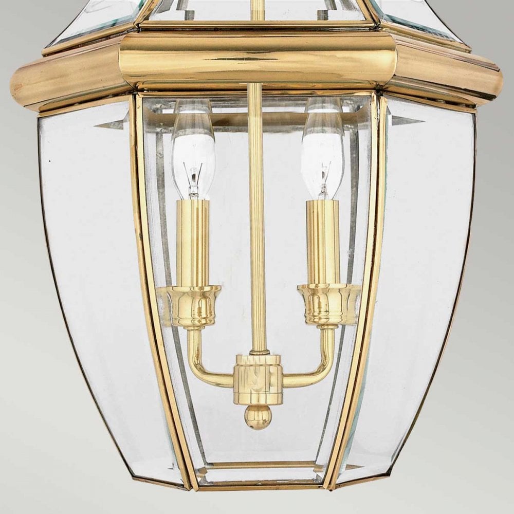QZ-NEWBURY8-L-PB Newbury 2 Light Outdoor Large Chain Lantern Polished Brass