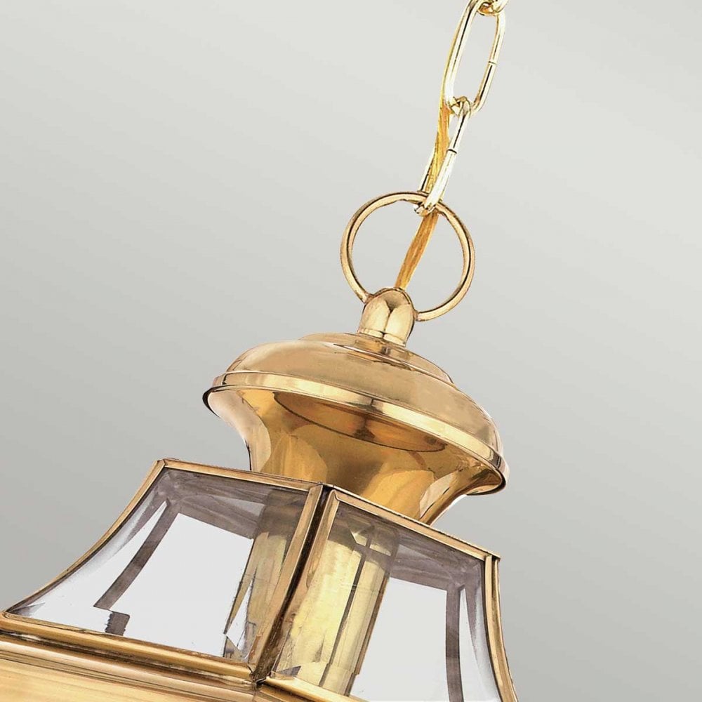 QZ-NEWBURY8-M-PB Newbury 1 Light Outdoor Medium Chain Lantern Polished Brass (S)