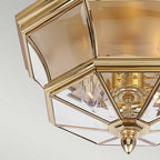 QZ-NEWBURY-F-PB Newbury 3 Light Outdoor Ceiling Flush Lacquered Polished Brass