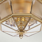 QZ-NEWBURY-F-PB Newbury 3 Light Outdoor Ceiling Flush Lacquered Polished Brass