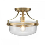 QZ-PENN-STATION-F-BB Penn Station 1 Light Ceiling Semi-Flush Brushed Brass