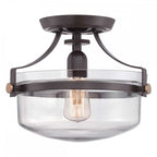 QZ-PENN-STATION-F-WT Penn Station 1 Light Ceiling Semi-Flush Western Bronze