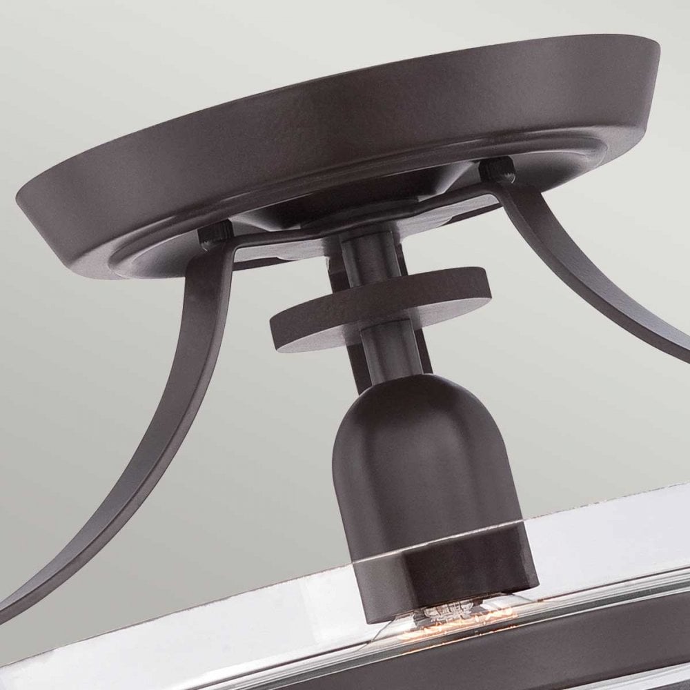 QZ-PENN-STATION-F-WT Penn Station 1 Light Ceiling Semi-Flush Western Bronze