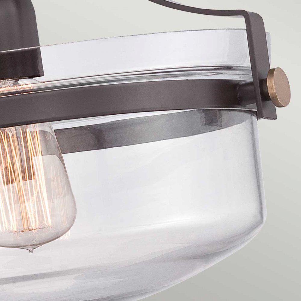 QZ-PENN-STATION-F-WT Penn Station 1 Light Ceiling Semi-Flush Western Bronze