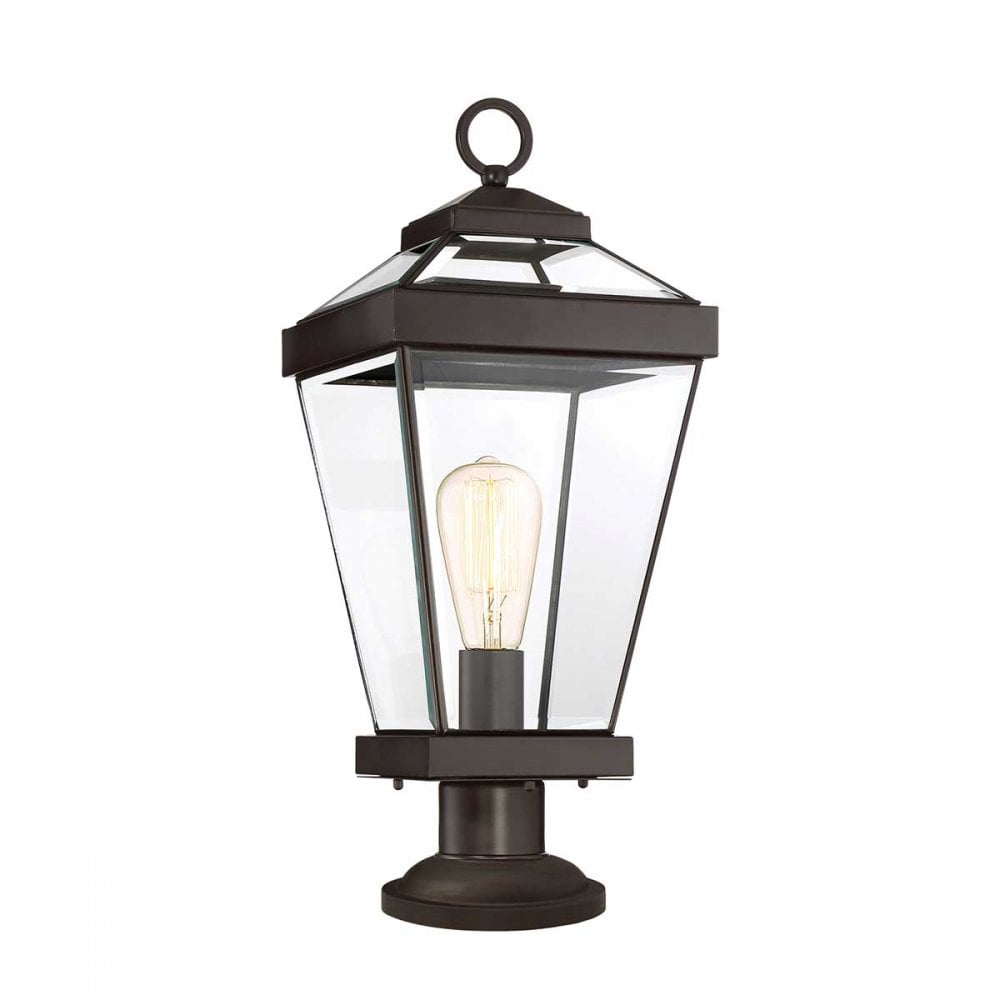 QZ-RAVINE3-M Ravine 1 Light Outdoor Pedestal Lantern Western Bronze