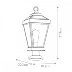 QZ-RAVINE3-M Ravine 1 Light Outdoor Pedestal Lantern Western Bronze