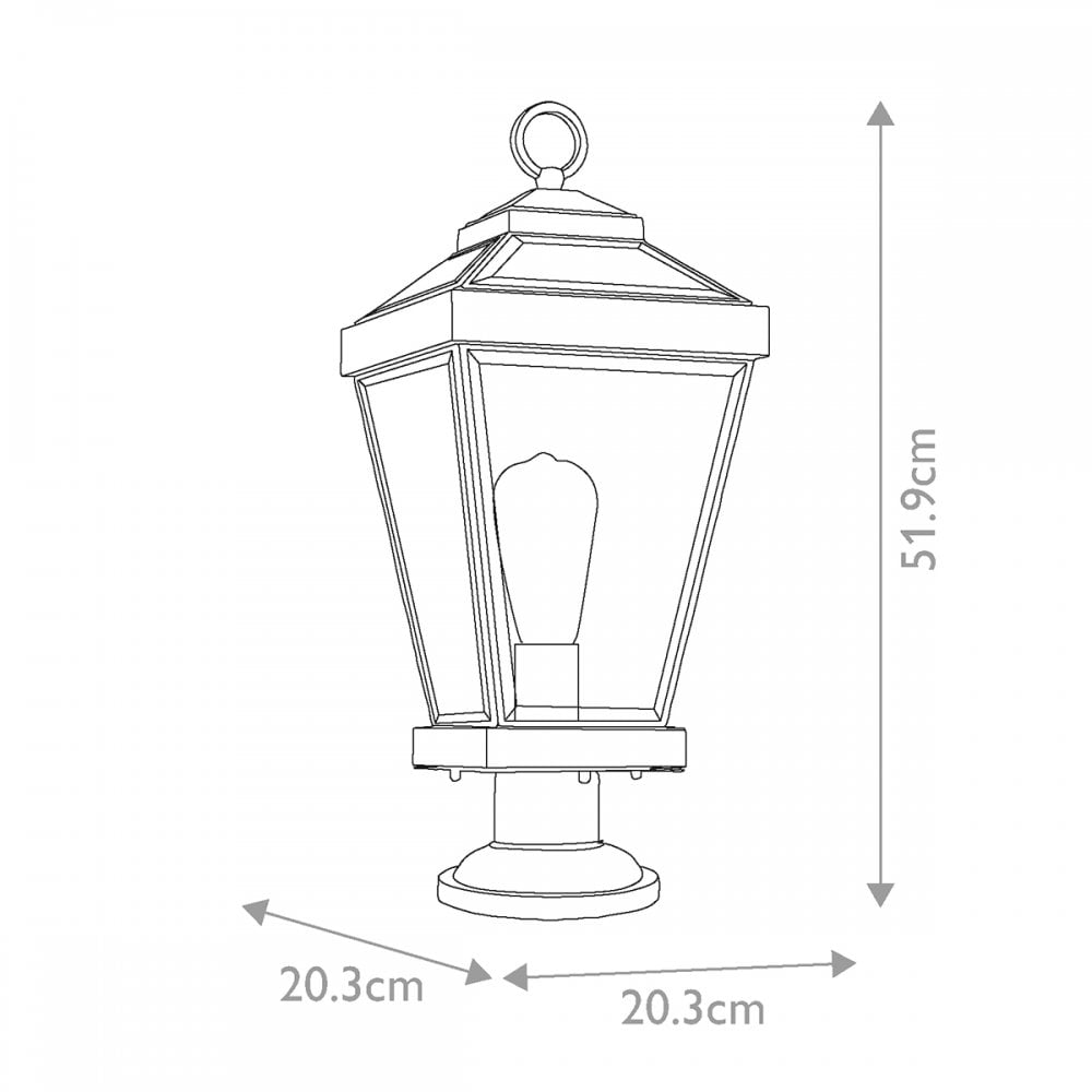 QZ-RAVINE3-M Ravine 1 Light Outdoor Pedestal Lantern Western Bronze