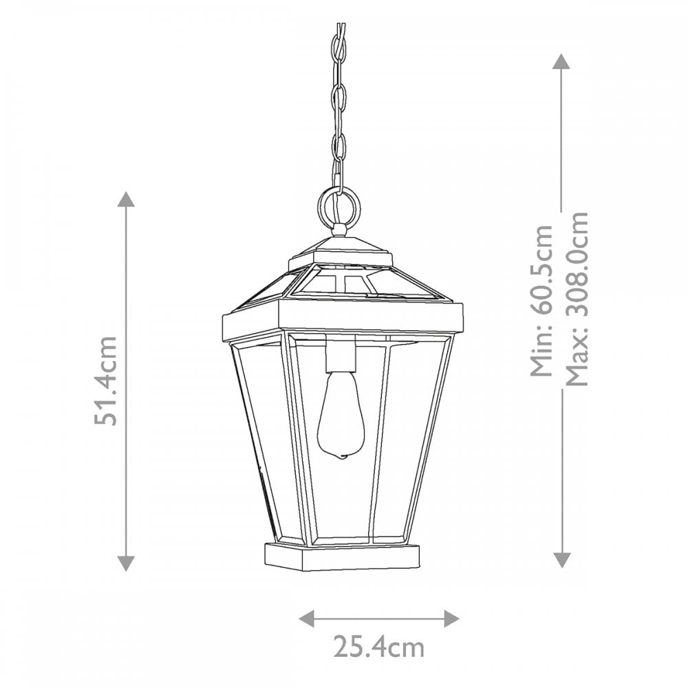 QZ-RAVINE8-L Ravine 1 Light Outdoor Large Chain Lantern Western Bronze