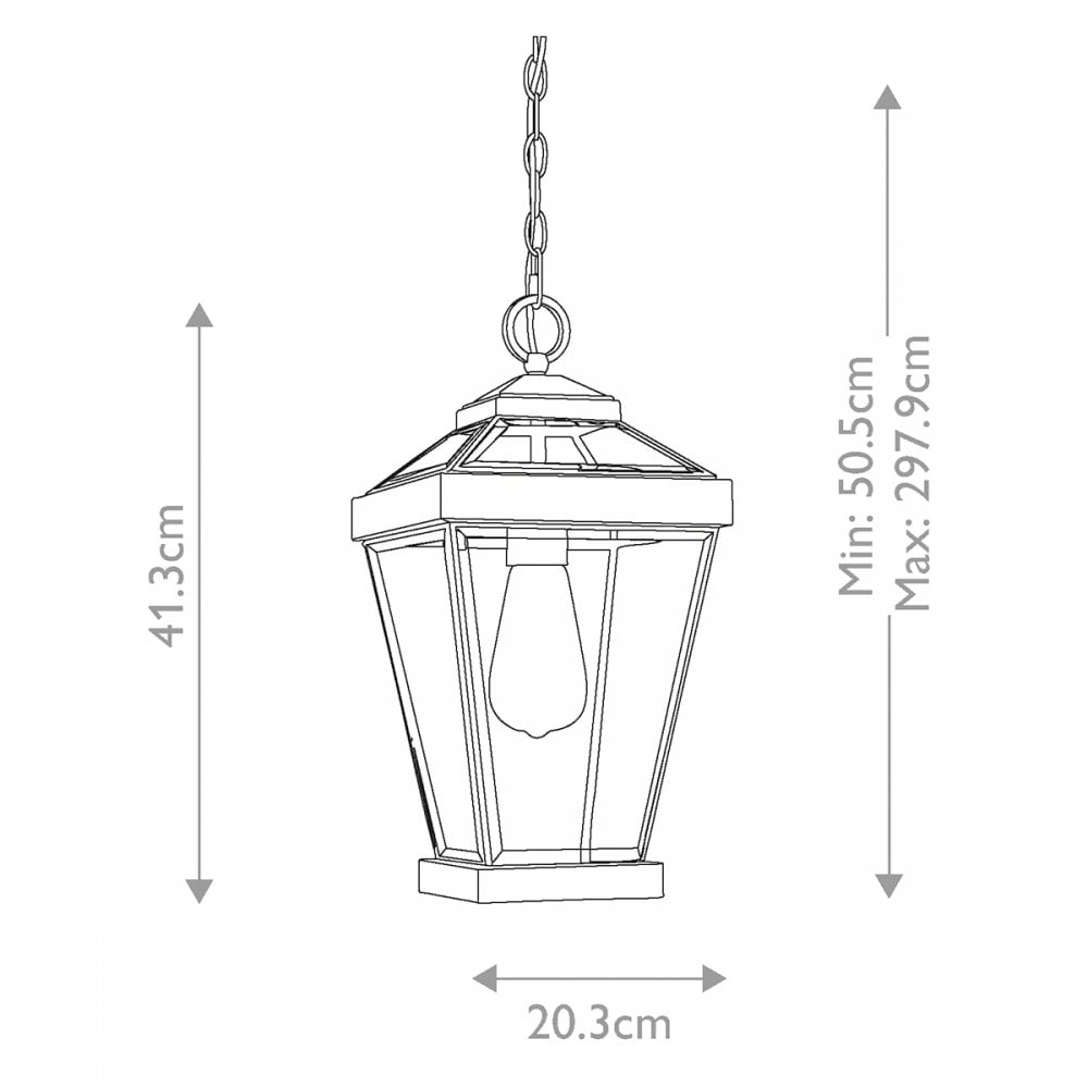 QZ-RAVINE8-M Ravine 1 Light Outdoor Medium Chain Lantern Western Bronze