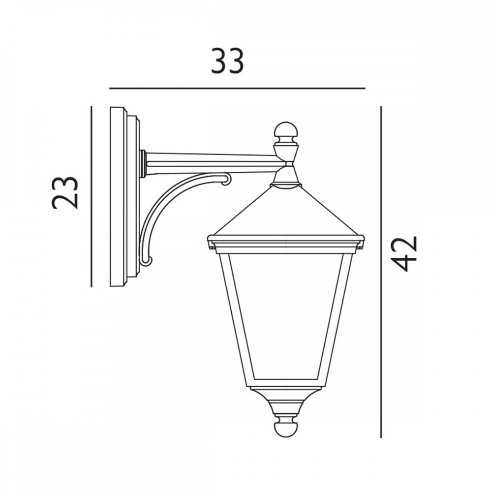 T2-BLACK Turin 1 Light Outdoor Down Wall Lantern Black