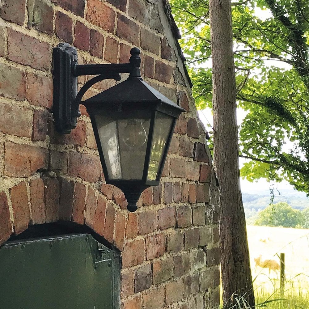 T2-BLACK Turin 1 Light Outdoor Down Wall Lantern Black