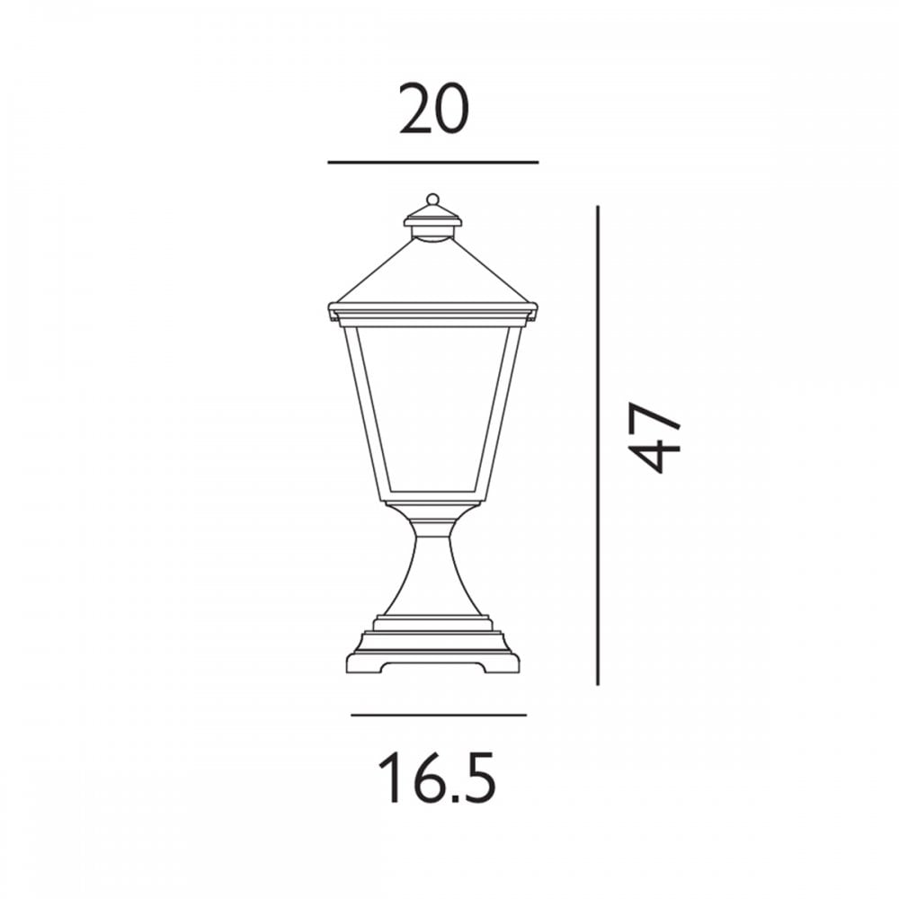 T3-BLACK Turin 1 Light Outdoor Pedestal Lantern Black