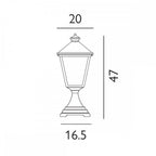 T3-BLACK Turin 1 Light Outdoor Pedestal Lantern Black