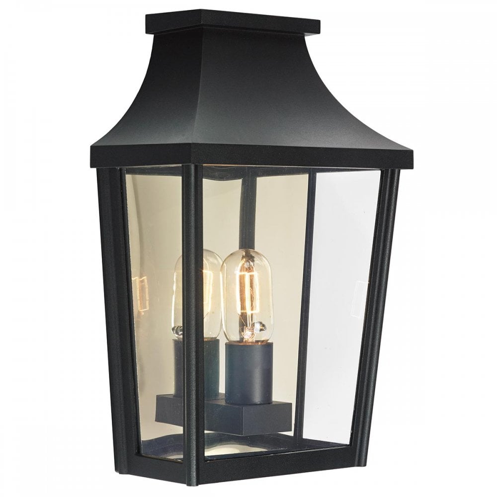 T7-2-BLACK Turin 1 Light Outdoor Half Wall Lantern Black