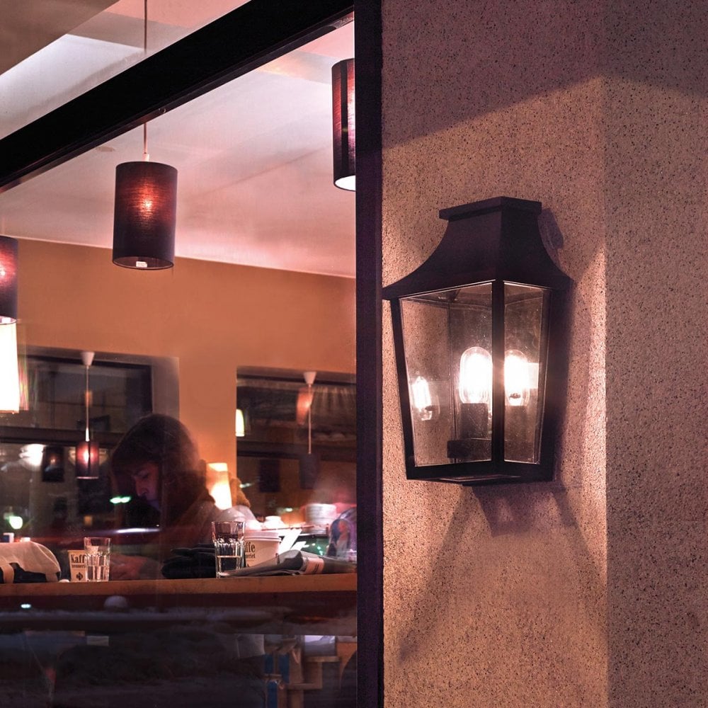 T7-2-BLACK Turin 1 Light Outdoor Half Wall Lantern Black