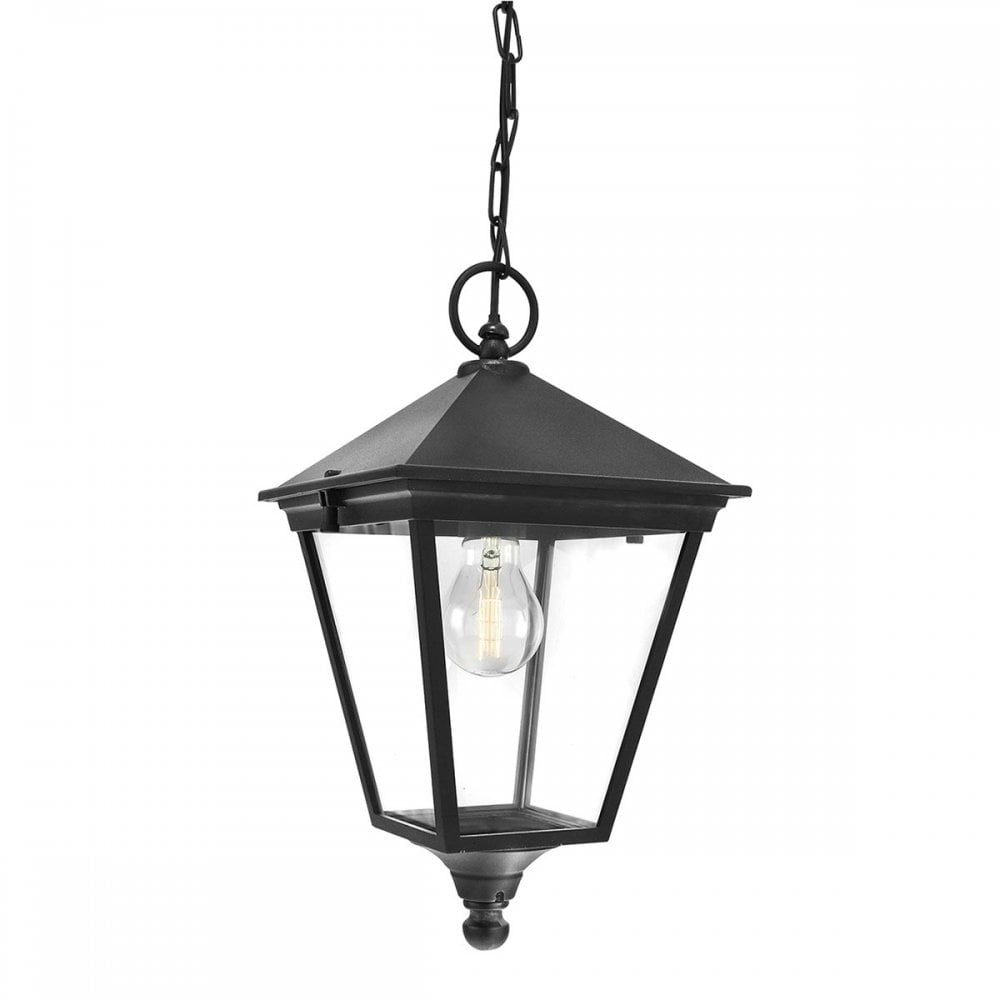 T8-BLACK Turin 1 Light Outdoor Chain Lantern Black