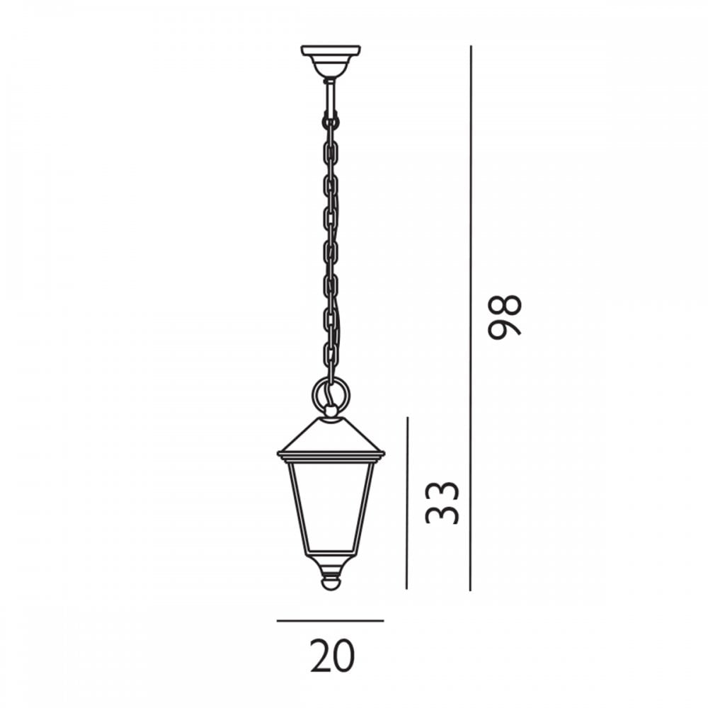 T8-BLACK Turin 1 Light Outdoor Chain Lantern Black