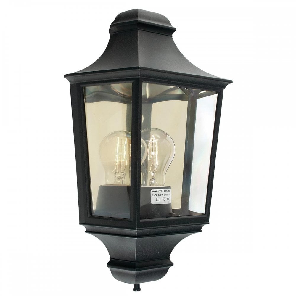 T9-BLACK Turin 1 Light Outdoor Half Lantern Black