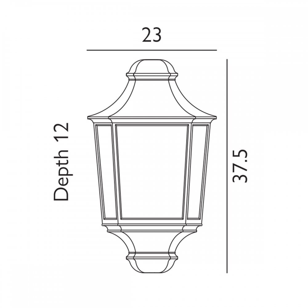 T9-BLACK Turin 1 Light Outdoor Half Lantern Black