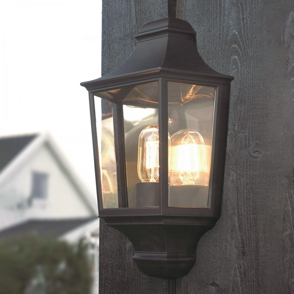 T9-BLACK Turin 1 Light Outdoor Half Lantern Black