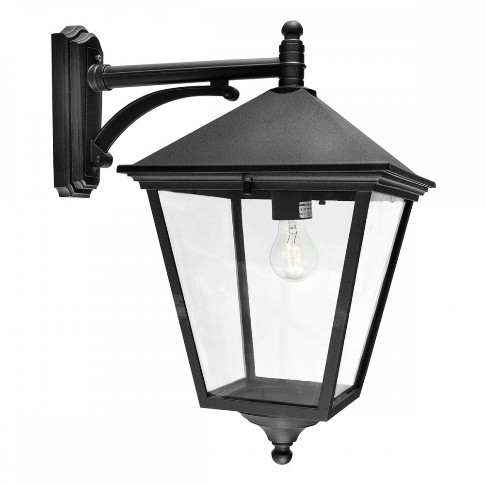 TG2-BLACK Turin Grande 1 Light Outdoor Down Wall Lantern Black