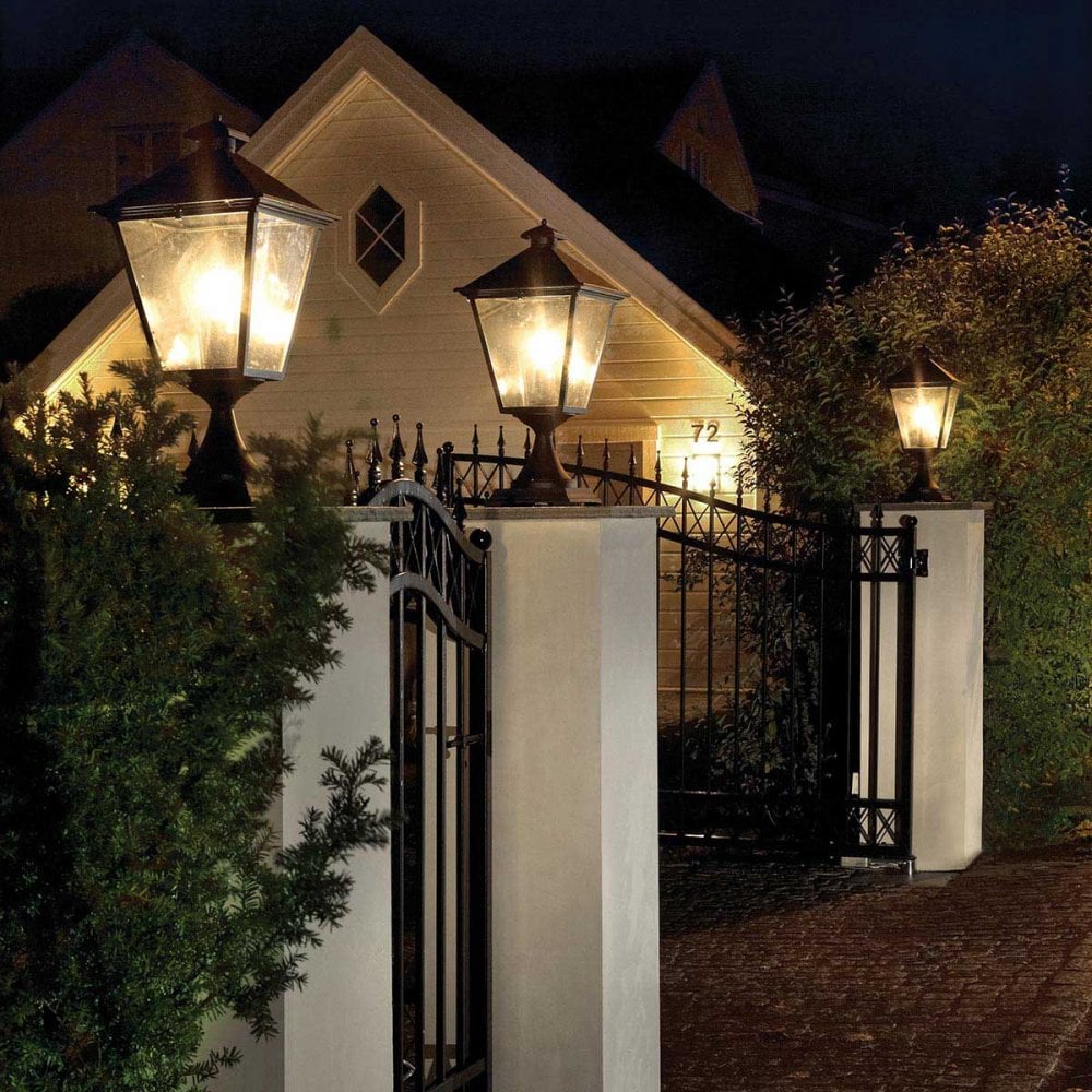 TG3-BLACK Turin Grande 1 Light Outdoor Pedestal Lantern Black