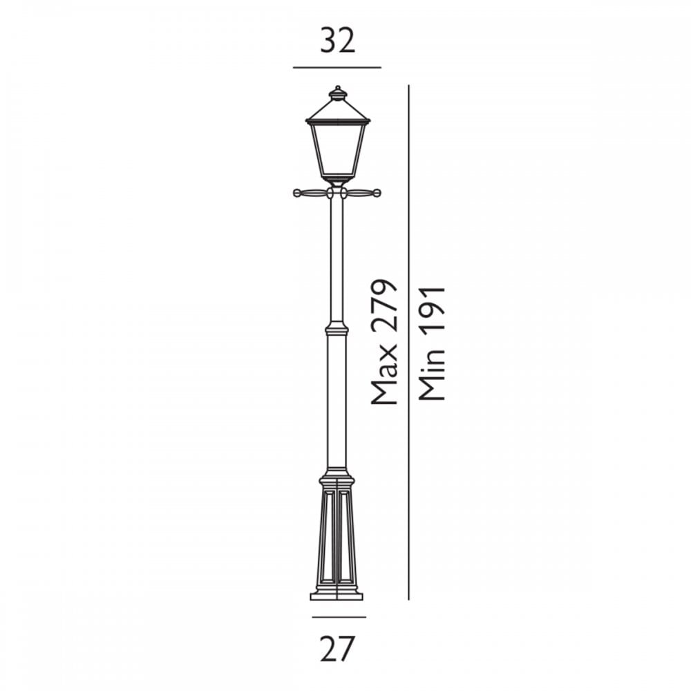 TG5-BLACK Turin Grande 1 Light Outdoor Lamp Post Black